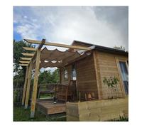 Tenda parasole retrattile per pergola, impermeabile, rettangolare, per patio, color cachi, 1,3 x 6 m, design a onde, ideale per giardino, terrazza