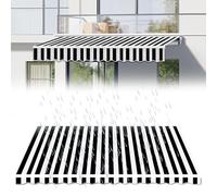 Tenda parasole retrattile personalizzabile, in tessuto, impermeabile, resistente ai raggi UV, per patio e balcone, riparo dal sole manuale, 3,7 x 2 m, elegante strisce bianche e nere