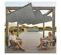 Tenda parasole retrattile, vela a onda regolabile e arrotolabile. ideale per terrazze, cortili, verande e gazebo ，Aste di supporto incluse，Facile da installare(W1.8*L18m/W5.90*L59.05ft)