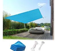 Tenda parasole rettangolare, 1,2 x 1,2 m, protezione dai raggi UV, impermeabile, traspirante, in HDPE, con occhielli per una facile installazione, perfetta per giardino, balcone, uso esterno, blu