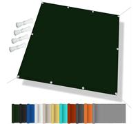 Tenda parasole rettangolare, 1,7 x 5 m, resistente alle intemperie, per esterni, durevole, resistente al vento, con occhielli e corde, verde scuro