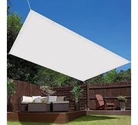 Tenda parasole rettangolare, 2,8 x 10 m, protezione dai raggi UV e dal vento, per esterni, con occhielli e corda inclusa, per patio, balcone, giardino, colore: bianco