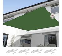 Tenda parasole rettangolare, 4 x 9 m, protezione dai raggi UV, in poliestere, per giardino, esterni, patio, verde scuro, con corde per una facile installazione