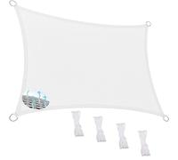 Tenda parasole rettangolare, 450 x 600 cm, 95% protezione dai raggi UV, antivento, traspirante, con cordoncino, per patio, giardino, uso esterno (personalizzabile), colore: bianco