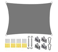 Tenda parasole rettangolare, 5,5 x 5,5 m, resistente, per balcone, giardino e campeggio, colore grigio chiaro, per protezione dai raggi UV e parasole