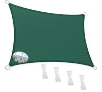 Tenda parasole rettangolare, 500 x 575 cm, protezione UV 95%, resistente al vento e traspirante, baldacchino in HDPE, con corda, per patio, giardino, uso esterno (personalizzabile), verde scuro
