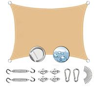 Tenda parasole rettangolare, 6,5 x 7,4 m, resistente, antipolvere e antivento, in tessuto per esterni, colore crema, per patio, cortile e piscina