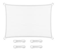 Tenda parasole rettangolare, 70 x 350 cm, protezione UV al 95%, resistente al vento, con anello a D e corda, perfetta per giardino e patio, colore bianco