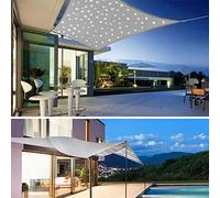 Tenda parasole rettangolare con illuminazione a LED, tessuto Oxford in poliestere impermeabile, blocco UV 95%, perfetta per uso esterno su terrazza, balcone e giardino, 3 x 4 m
