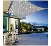 Tenda parasole rettangolare grigia, con luci LED solari, protezione UV al 90%, impermeabile, per esterni, giardino, piscina, patio, 2 x 4 m