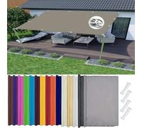 Tenda parasole rettangolare impermeabile, 1,3 x 3,5 m, per balcone, patio e giardino, resistente ai raggi UV e alle intemperie, colori con corda, colore tortora