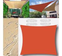 Tenda parasole rettangolare, impermeabile, 1,5 x 2 m, protezione dai raggi UV, per giardino, patio e cortile, arancione brillante, include set di vele e corda