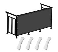 Tenda parasole rettangolare, impermeabile, 100 x 460 cm, resistente, in poliestere, con occhielli e corde regolabili, per giardino, patio, campeggio, uso esterno, grigio scuro