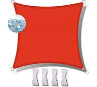 Tenda parasole rettangolare, impermeabile, 2,5 x 2,5 m, resistente alle intemperie, con corda di fissaggio, colore rosso, ideale per patio, giardino, campeggio, copertura esterna
