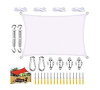Tenda parasole rettangolare impermeabile, 2 x 2 m, per esterni, patio, giardino, pergola, telo ombreggiante bianco con roto, per terrazza e protezione