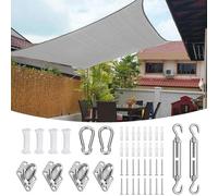 Tenda parasole rettangolare impermeabile, 3,6 x 4,8 m, colore grigio chiaro, protezione dai raggi UV, per patio, giardino, balcone, con kit di installazione, baldacchino di protezione solare (3,7 x