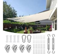Tenda parasole rettangolare impermeabile 3,6 x 4,8 m, crema protezione UV per balcone, giardino e patio, idrorepellente con kit di installazione (colore: crema Dimensioni: 3,7 x 4,6 m)