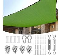 Tenda parasole rettangolare impermeabile, 3,6 x 4,8 m, protezione UV verde, per balcone, giardino, patio, include kit di installazione, baldacchino parasole per uso esterno (colore: verde)