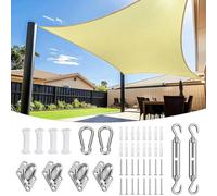 Tenda parasole rettangolare impermeabile, 3 x 3 m, giallo terra, protezione UV per balcone, giardino, patio, resistente all'acqua con kit di montaggio (colore: giallo terroso Dimensioni: 3 x 3 m)