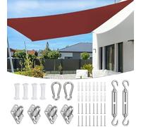 Tenda parasole rettangolare impermeabile, 3 x 4 m, colore rosso ruggine, protezione UV per balcone, giardino, patio, con kit di installazione, copertura per baldacchino per esterni, protezione solare