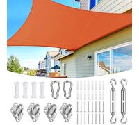 Tenda parasole rettangolare impermeabile, 3 x 5 m, arancione, protezione dai raggi UV, per patio, giardino, balcone, include kit di installazione durevole per esterni
