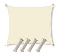 Tenda parasole rettangolare impermeabile, 3 x 5 m, di alta qualità, per giardino e patio, protezione solare beige, con corda inclusa, ideale per verande e terrazze