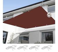 Tenda parasole rettangolare impermeabile, 3 x 6,5 m, resistente ai raggi UV, per giardino, patio e piscina, copertura con corde, colore vino rosso