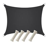 Tenda parasole rettangolare impermeabile, 4 x 5 m, colore nero, resistente per esterni, per giardino, patio, veranda, con corda di protezione UV, perfetta per riparo dal sole