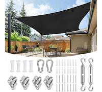 Tenda parasole rettangolare impermeabile, 4 x 5 m, protezione UV, per balcone, giardino, terrazza, include kit di installazione (colore: nero Dimensioni: 4 x 5 m)