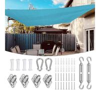 Tenda parasole rettangolare impermeabile 4 x 6 m, protezione UV per balcone, giardino e terrazza, lago blu, include kit di installazione (colore: blu lago Dimensioni: 4 x 6 m)