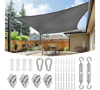Tenda parasole rettangolare impermeabile, 4 x 6 m, protezione UV per balcone, giardino, patio, impermeabile, con kit di montaggio, colore antracite