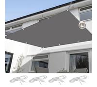 Tenda parasole rettangolare, impermeabile, 5,5 x 6 m, resistente ai raggi UV, per giardino, patio, piscina, con corde, colore grigio scuro
