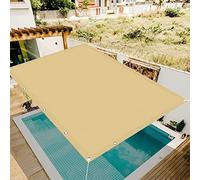 Tenda parasole rettangolare impermeabile, 5 x 5 m, blocco UV al 98%, per esterni, patio, giardino, cortile, colore giallo sabbia, con 4 corde per una facile installazione