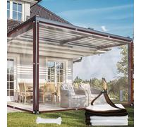 Tenda parasole rettangolare, impermeabile, 9 pezzi, protezione UV, 95% poliestere PE trasparente, con occhielli, per balcone, patio, giardino, baldacchino esterno, rete bianca