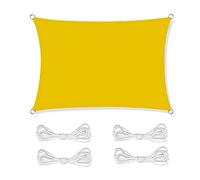 Tenda parasole rettangolare, impermeabile, 95% di protezione dai raggi UV, per giardino, patio, cortile e feste, colore giallo brillante, 4 x 8 m, copertura esterna con corda