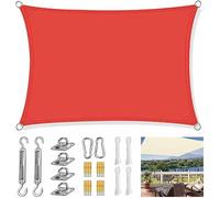 Tenda parasole rettangolare impermeabile con kit di fissaggio e corda per tiranti, colore rosso, per patio, prato, cortile, parco, misure disponibili da 2 x 2,5 m a 8 x 6 m