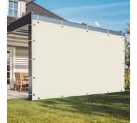 Tenda parasole rettangolare, impermeabile, con occhielli, protezione dai raggi UV al 98%, resistente alle intemperie e agli strappi, per balcone e terrazza, colore beige, 2,5 x 3 m
