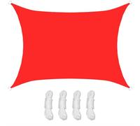 Tenda parasole rettangolare, impermeabile, protezione dai raggi UV, 95% da giardino, con anelli a D e corda, diversi colori e dimensioni, per balcone ed uso esterno, rosso, 3 x 2,5 m