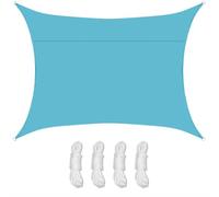 Tenda parasole rettangolare, impermeabile, protezione UV al 95%, baldacchino per balcone, giardino e patio, resistente alle intemperie, con anelli a D e cavo, 3 x 6 m, turchese