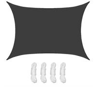 Tenda parasole rettangolare, impermeabile, protezione UV al 95%, per balcone e giardino, resistente alle intemperie, con anelli a D e corda, 3 x 2,5 m, colore nero