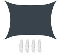 Tenda parasole rettangolare, impermeabile, protezione UV al 95%, per balcone e giardino, resistente alle intemperie, con anello a D e corda, 3 x 5 m, grigio antracite