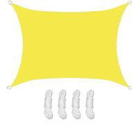 Tenda parasole rettangolare impermeabile, protezione UV al 95%, per balcone, giardino, patio, resistente alle intemperie, con anelli a D e corda, giallo, 2 x 2,5 m