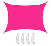 Tenda parasole rettangolare, impermeabile, protezione UV al 95%, per balcone, giardino, resistente alle intemperie, con anelli a D e corda, rosa, 2 x 5 m, disponibile in diversi colori
