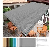Tenda parasole rettangolare per esterni, 4 x 9,5 m, in HDPE, protezione dai raggi UV, per patio, giardino, cortile, grigio chiaro, con corda di installazione gratuita