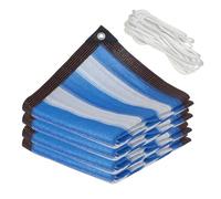 Tenda parasole rettangolare resistente, 5 m x 7 m, spessa, resistente agli strappi, per esterni, patio, camper, auto e cani, design elegante a strisce blu