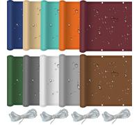 Tenda parasole rettangolare resistente all'acqua, 1 x 1,2 m, antivento, con corde, perfetta per balcone e giardino, colore marrone, protezione UV esterna