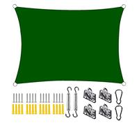 Tenda parasole rettangolare verde scuro, 4 x 4,5 m, resistente, per giardino, patio, piscina, protezione solare, resistente ai raggi UV, facile installazione, tessuto resistente