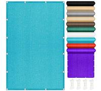 Tenda parasole traspirante 400 x 400 cm, con occhielli, protezione UV, resistente agli strappi, rettangolare, per terrazza, giardino, balcone, colore: azzurro cielo