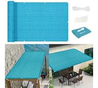 Tenda parasole traspirante con protezione UV, 300 x 400 cm, colore celeste, con occhielli e corde, ideale per patio, giardino, balcone, tenda parasole