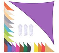 Tenda parasole triangolare 4 x 4 x 5,7 m, impermeabile, per giardino e patio, protezione UV 90%, con occhielli, colore: viola